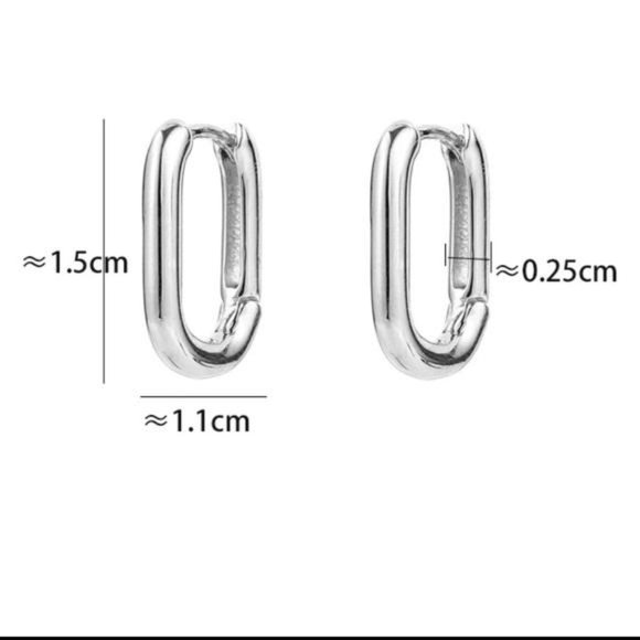 NEW 925 STERLING SILVER OVAL HOOP EARRINGS, NICE EARRINGS, CUTE EARRINGS - Picture 5 of 7